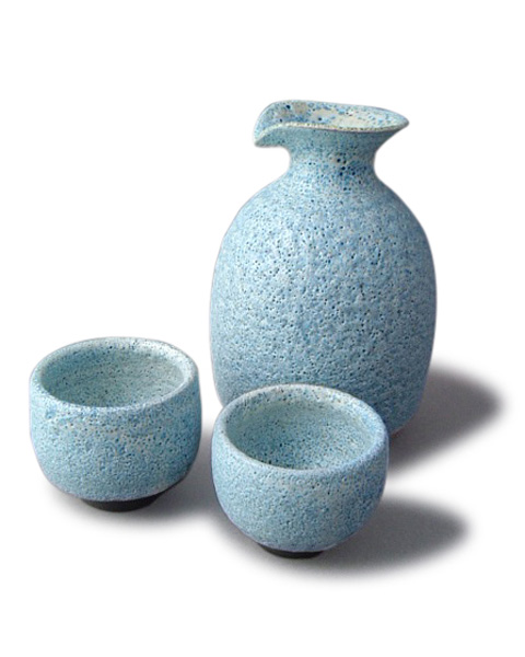 BLUE SAKE BOTTLE & AMALL SAKE CUP